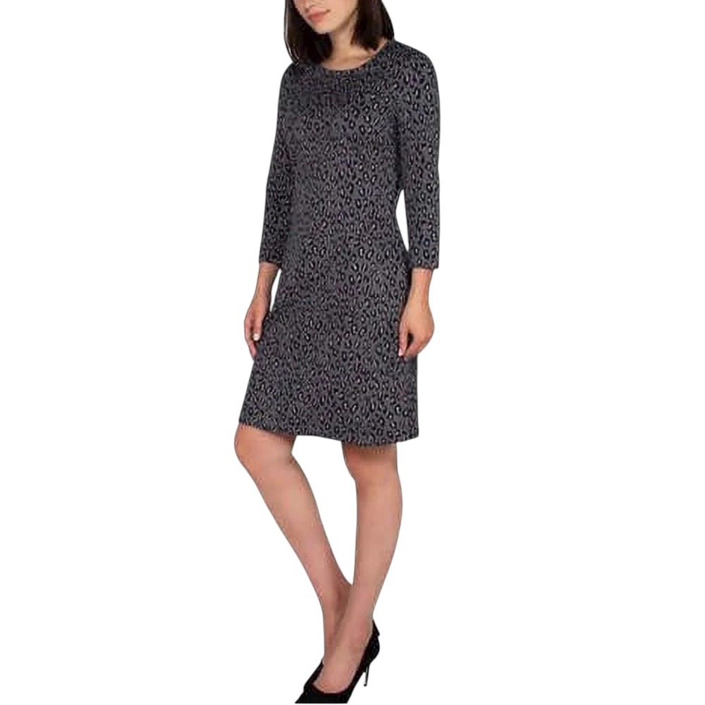 Nicole Miller Original‎ Women's S Chic Leopard Print Stretch Knit Shift Dress